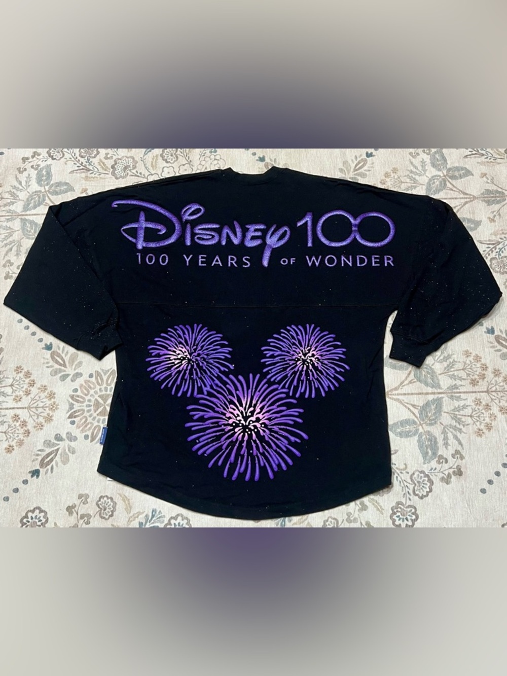 Disney Spirit Jersey 100 Years of Wonder Unisex Small Black Fireworks Sparkle - Picture 4 of 9